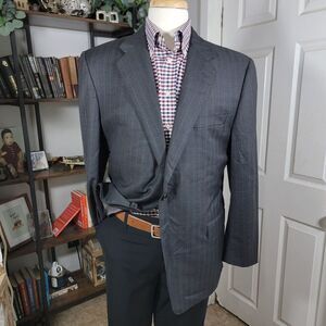 Hickey Freeman Men's Sport Coat Blazer Two Button Gray Striped LORO PIANA Sz 44R